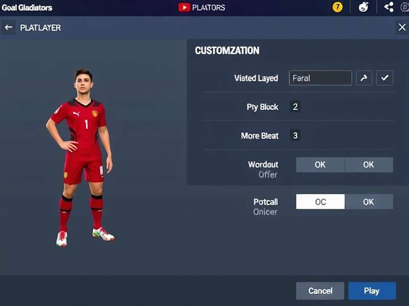 Goal Gladiators Customization Goal Gladiators player customization screen